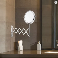 6 Inch Round Retractable Bathroom Wall Mirror Two-Sided 3X Magnifying